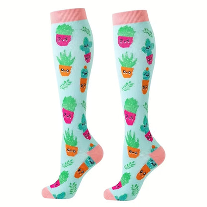 Chaussettes de contention unisexes – 5 paires confort & style (motifs animaux & couleurs vives)