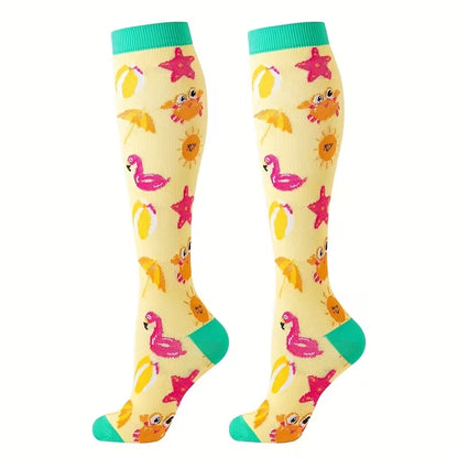 Chaussettes de contention unisexes – 5 paires confort & style (motifs animaux & couleurs vives)