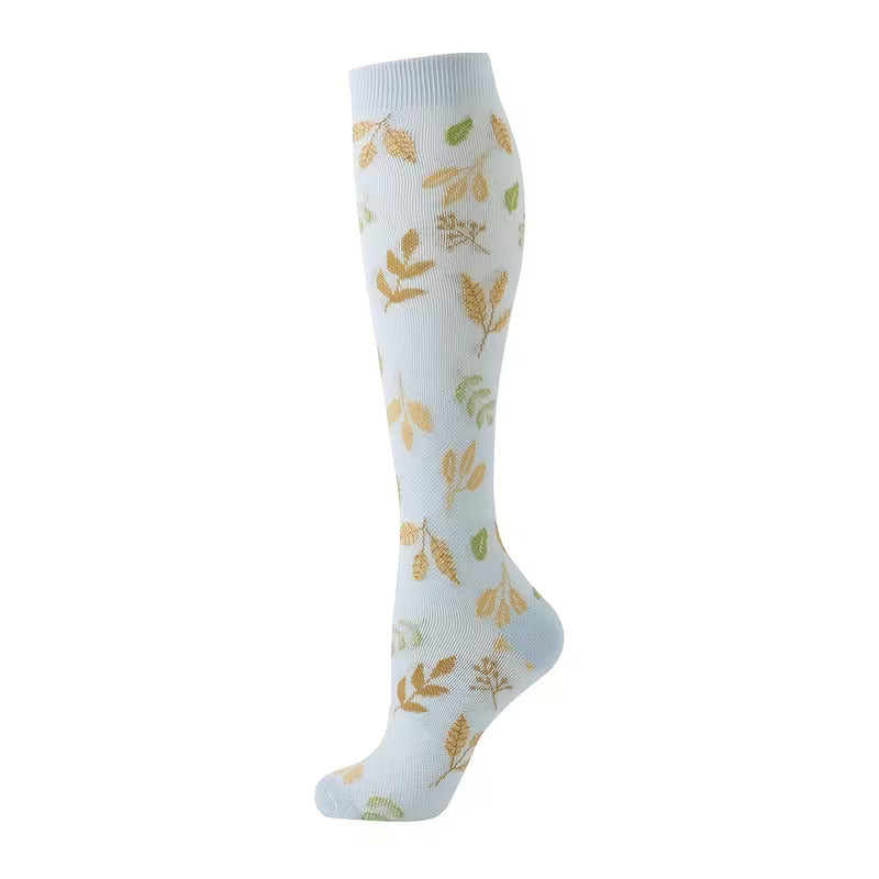 Chaussettes de Compression Élégantes – Pack Floral Nude (6 Paires)