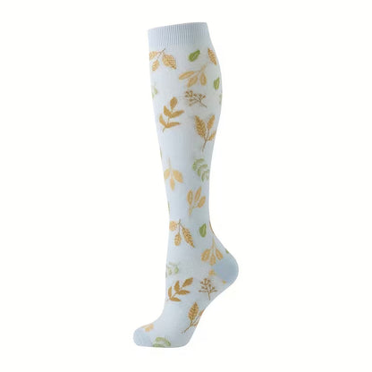 Chaussettes de Compression Élégantes – Pack Floral Nude (6 Paires)