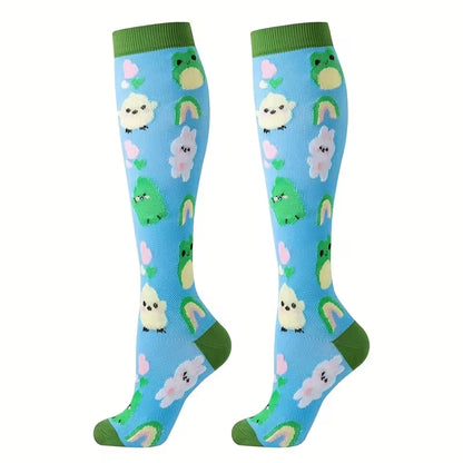 Chaussettes de contention unisexes – 5 paires confort & style (motifs animaux & couleurs vives)