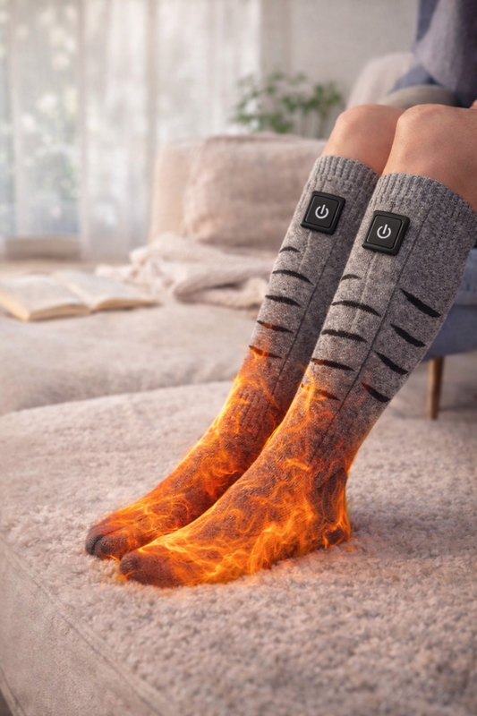 Chaussettes Chauffantes Électriques – Batterie Rechargeable & 3 Niveaux de Chaleur